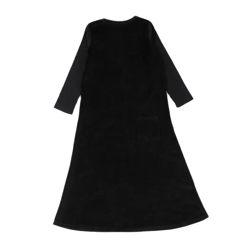 Vestido de terciopelo negro para niña - Manga larga y botones - imagen 5