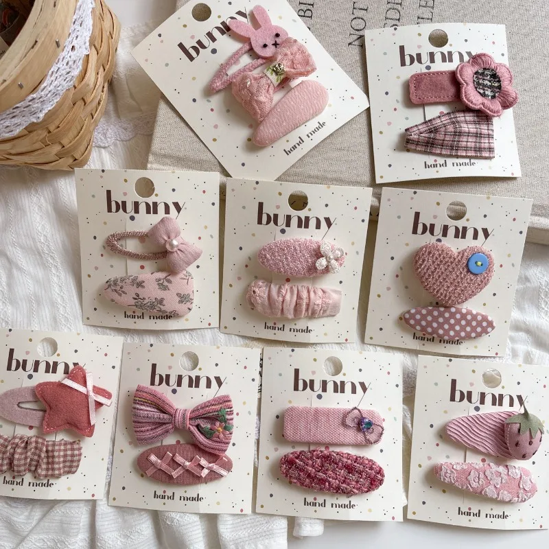 Pinzas de pelo para niña con forma geométrica rosa estrellas y flores - imagen 3