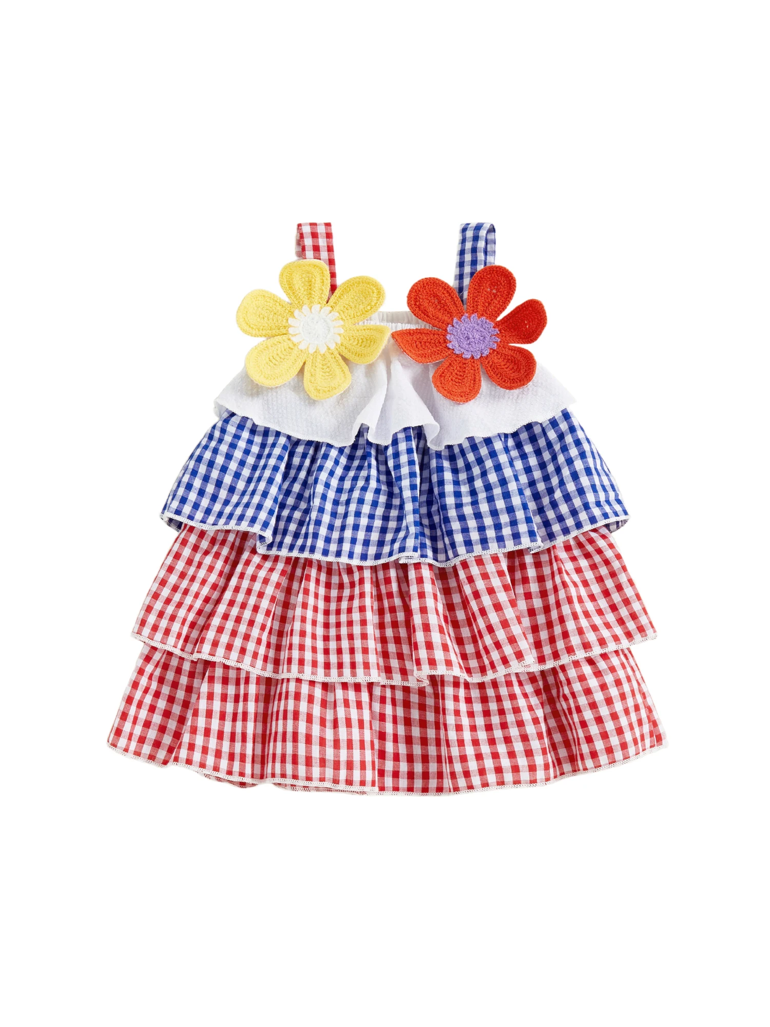 Vestido de cuadros con volantes para niña pequeña