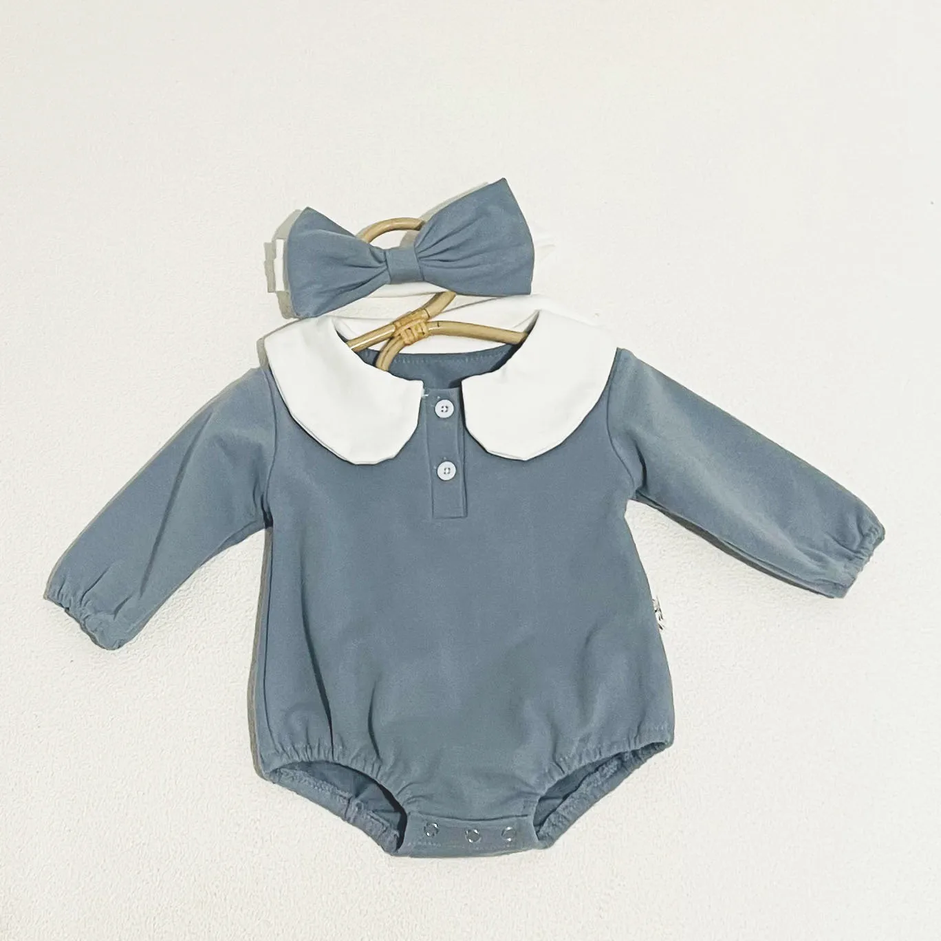 Body cuello Peter Pan para bebé recién nacido con diadema