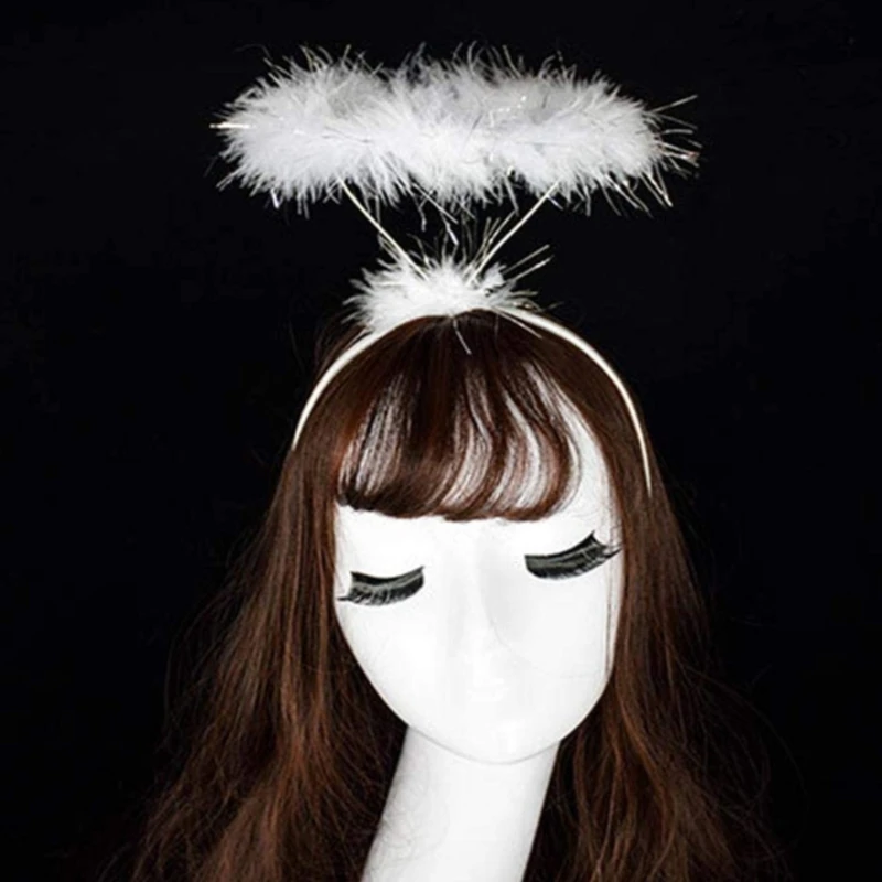 Diadema antideslizante de plumas con halo para disfraz infantil - imagen 2