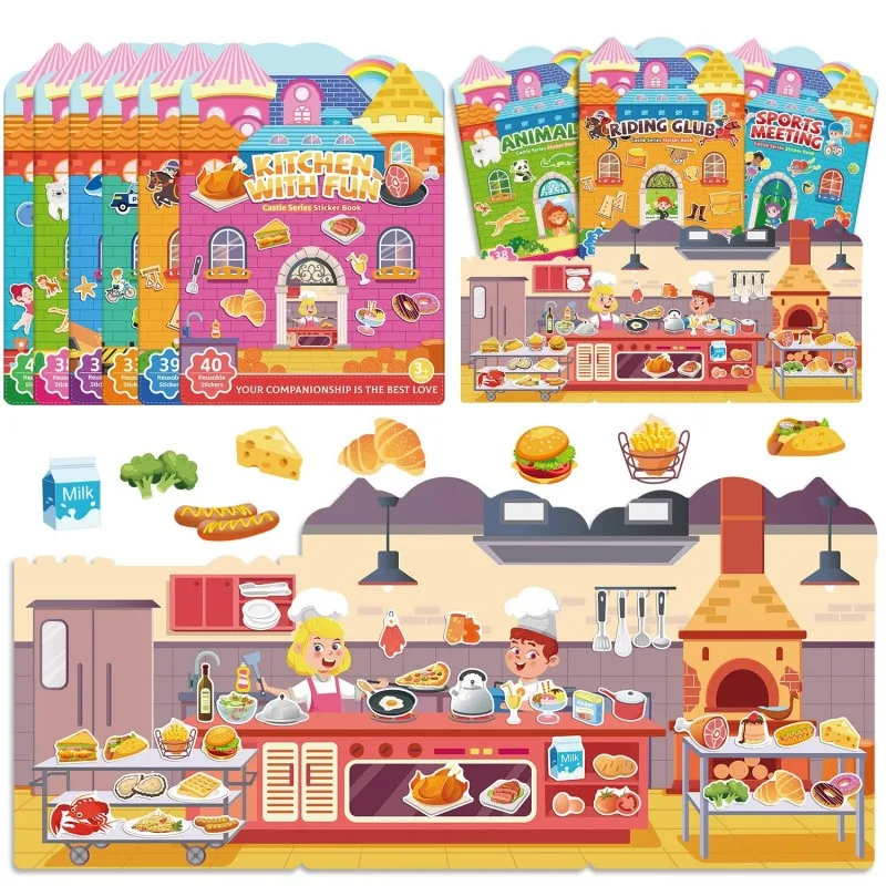 Libro de pegatinas reutilizables para niños: animales y coches