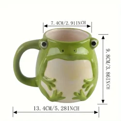 Taza de cerámica rana verde para café con asa