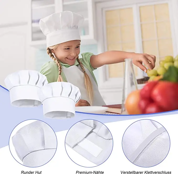 Gorro de chef infantil blanco para disfraz y fiesta - imagen 4