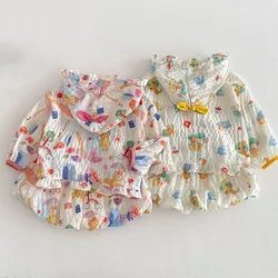 MILANCEL conjunto de verano para niñas con suéter estampado y pantalón corto