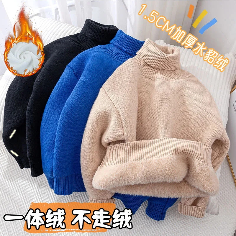 Suéter cuello alto lana cálida para niños, abrigo invierno - imagen 4