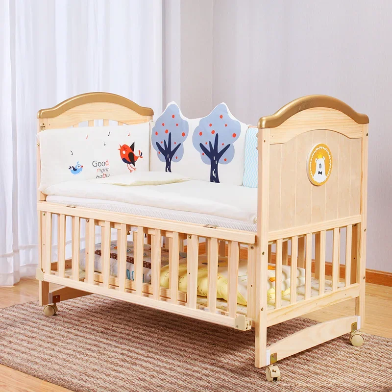 Cuna multifuncional de madera maciza con colchón para bebé - imagen 2