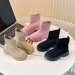 Botas infantiles de invierno de estilo británico con suela plana