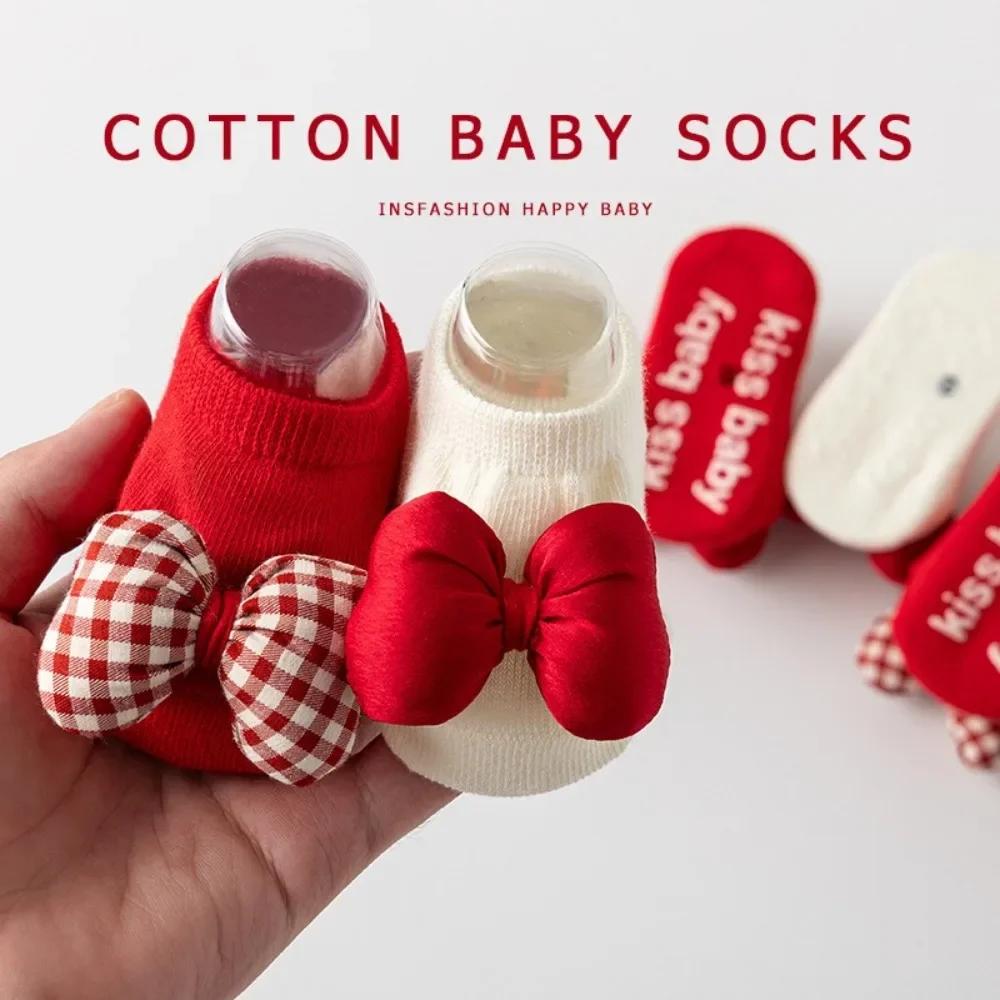 Calcetines rojos de algodón térmico para bebé – Otoño invierno - imagen 4