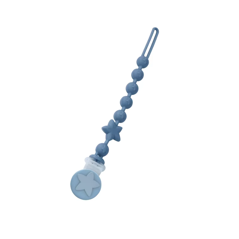 Mordedor de silicona estrella con cadena anticaída para chupete