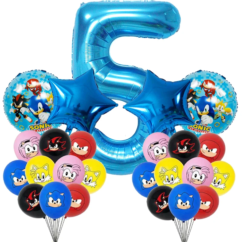 Globos Sonic con números para cumpleaños infantil de niños y niñas - imagen 2