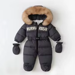 Mono de invierno bebé recién nacido – polar con guantes y cinturón