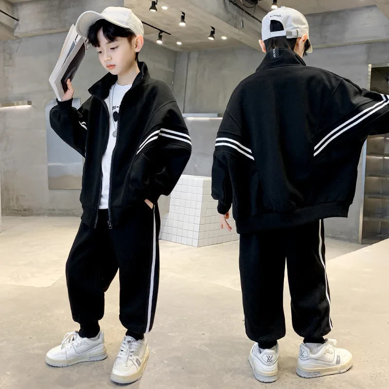 Conjunto de chándal para niño otoñal con chaqueta a rayas - imagen 4