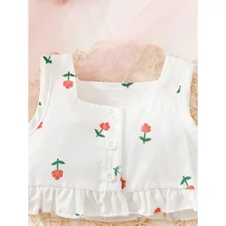 Conjunto floral Bebé Niña: Chaleco sin mangas, shorts y diadema