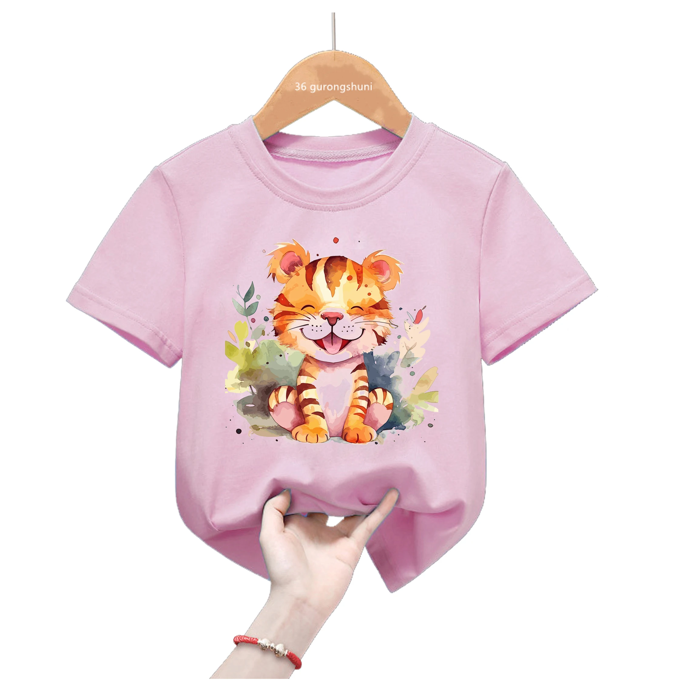 Camiseta tigre kawaii de algodón para niños - Verano divertido - imagen 3
