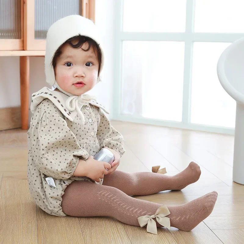 Pantimedias infantiles con lazo – Estilo retro transpirable para niños 0-4 años - imagen 3