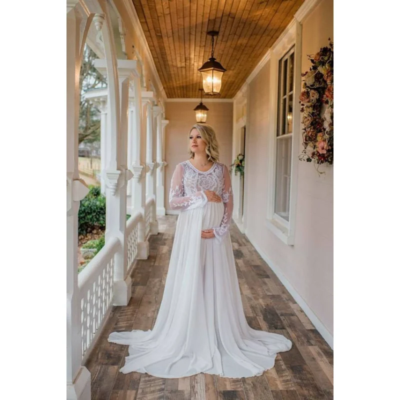 Vestido de maternidad rosa para sesión