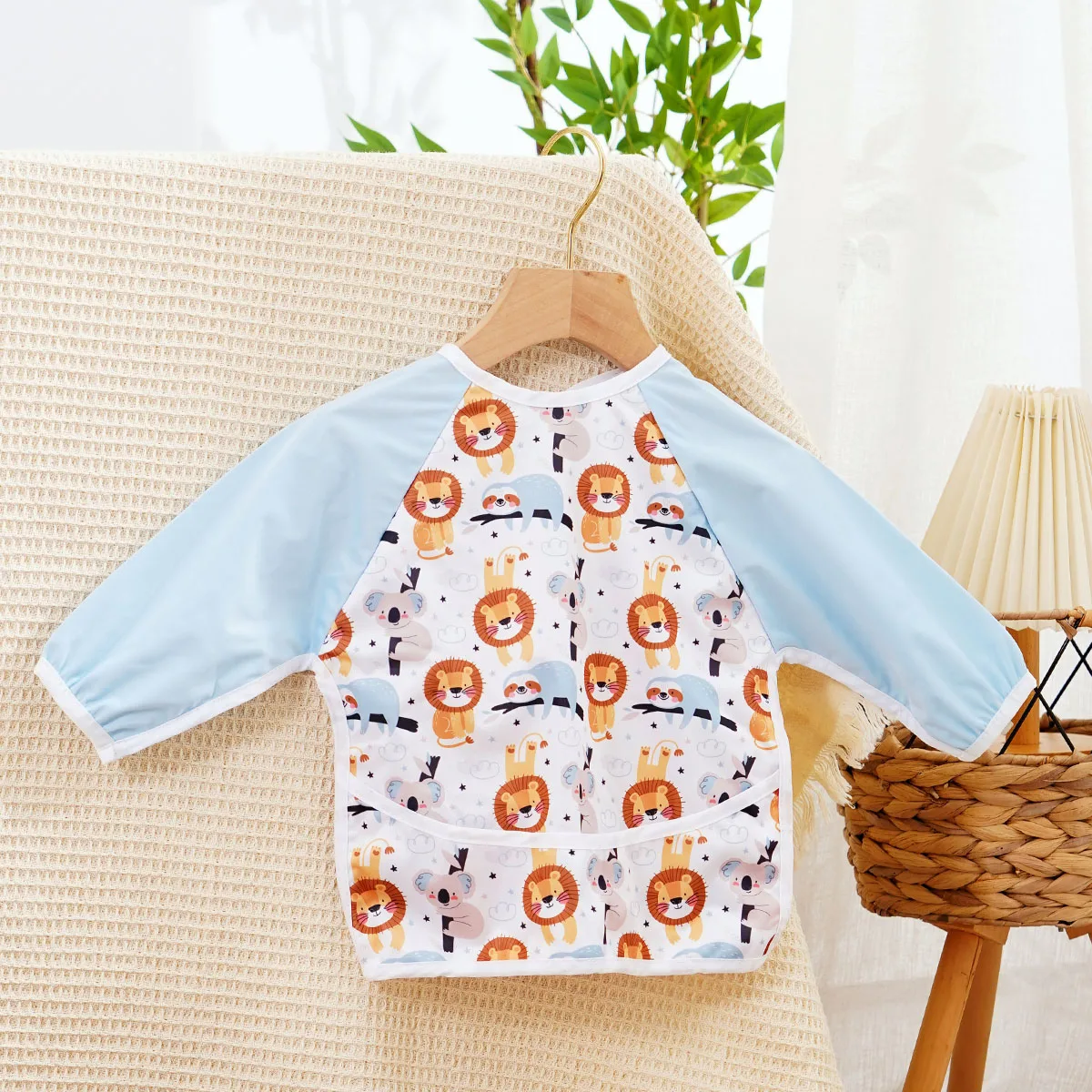 Elinfant babero alimentación bebé tipo bata manga larga comedor
