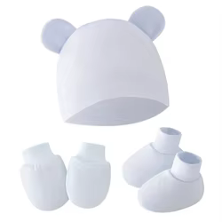 QX2D Gorro recién nacido con guantes antirraspado y cubiertas de pies