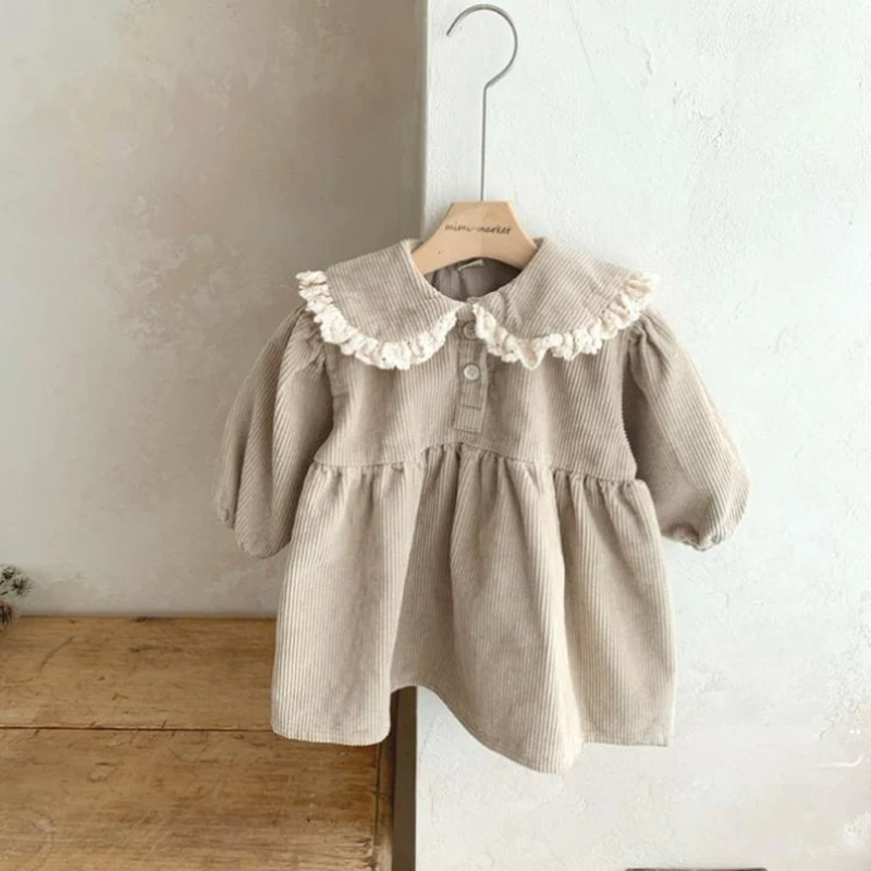 Vestido pana manga larga para bebé – Milangel cuello vuelto