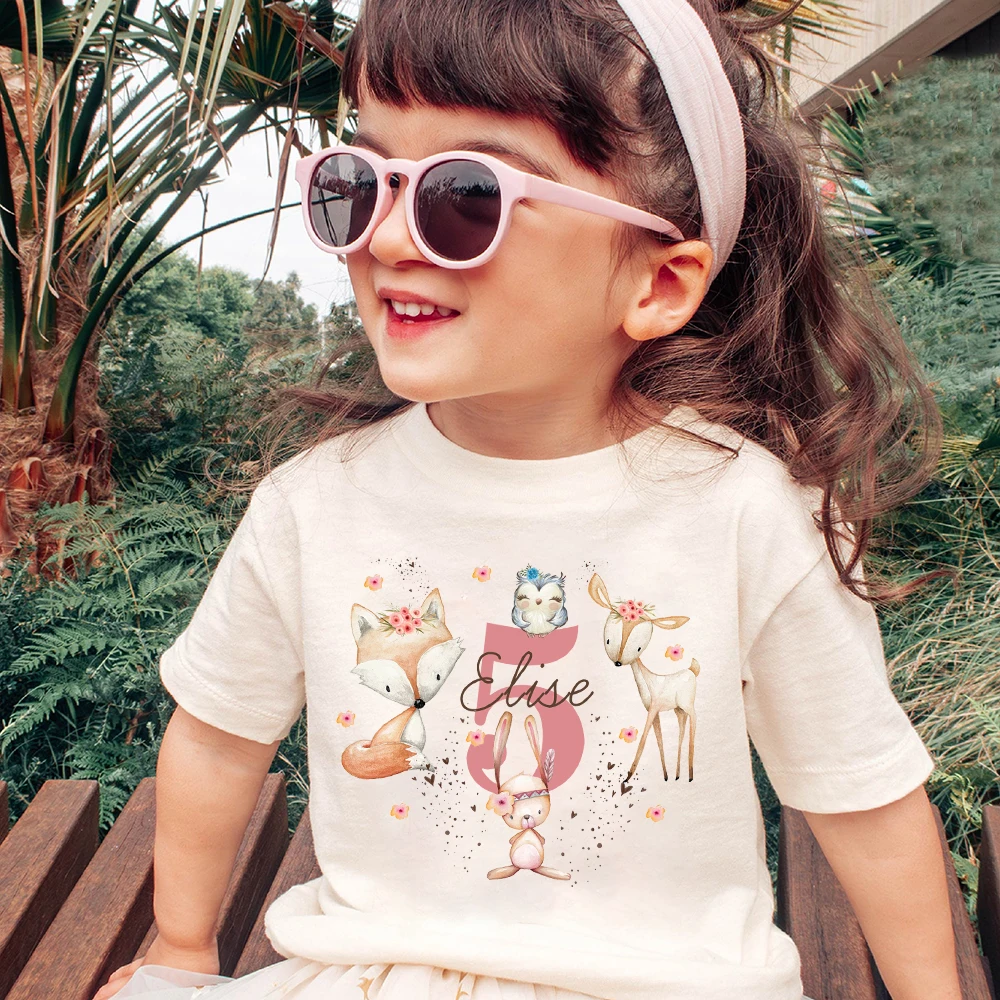 Camiseta de algodón con animales del bosque para niño – Diseño regalo cumpleaños - imagen 3