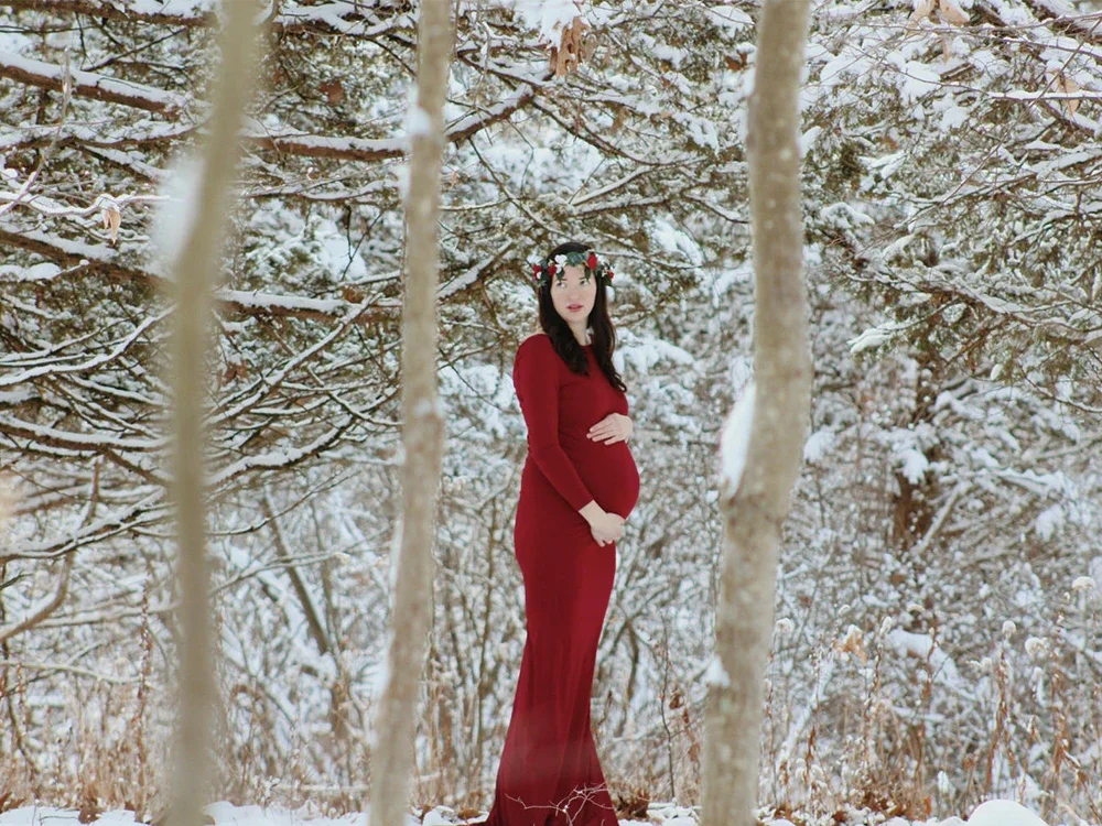 Vestido de maternidad blanco largo hasta el suelo para fotos - imagen 4