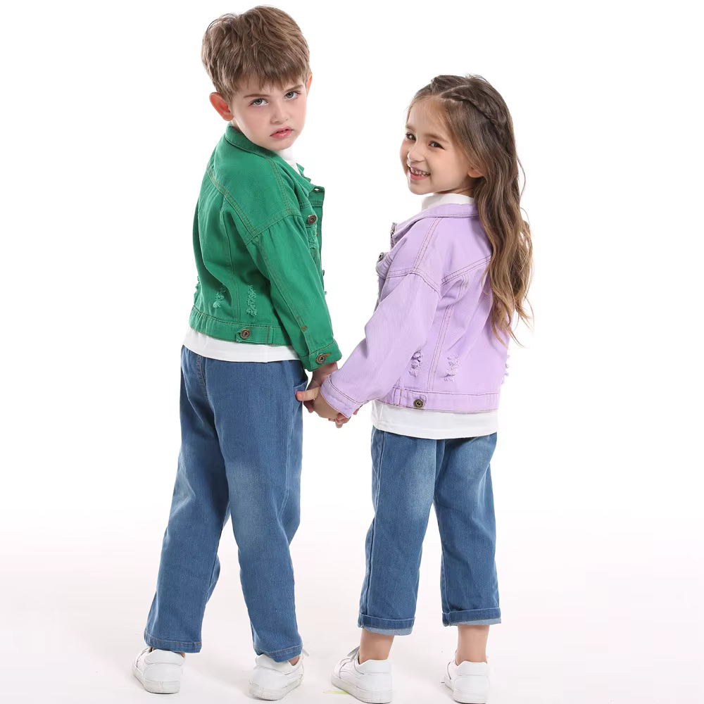 Abrigo vaquero color caramelo sin capucha para niño y niña - imagen 4