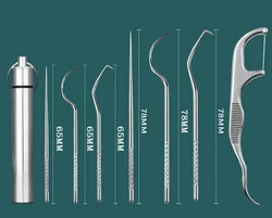 Limpiador de dientes portátil con palillos de acero inoxidable