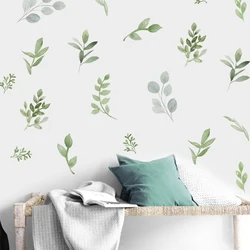Vinilo pared infantil hojas y ramas en acuarela verde