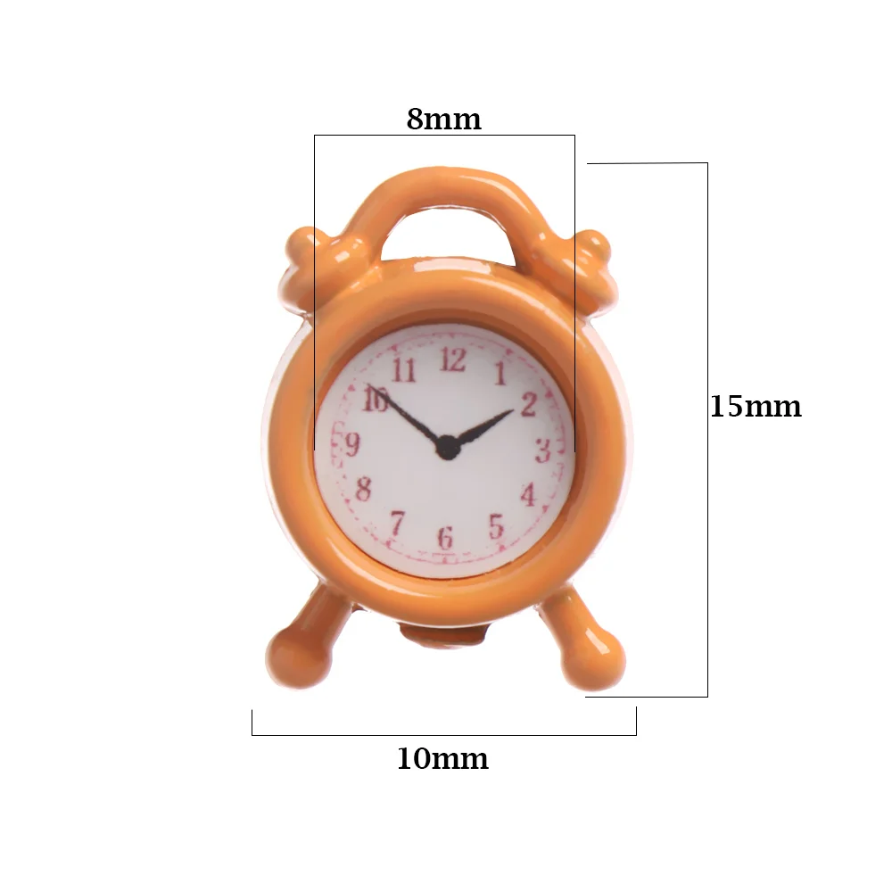 Reloj despertador miniatura de metal color caramelo para casa de muñecas