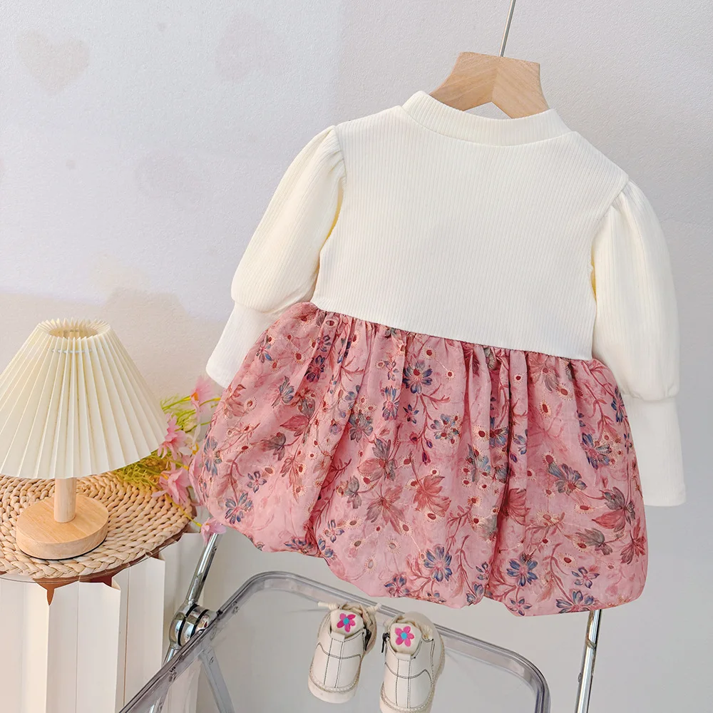 Vestido floral manga larga para niña – Estilo princesa - imagen 3