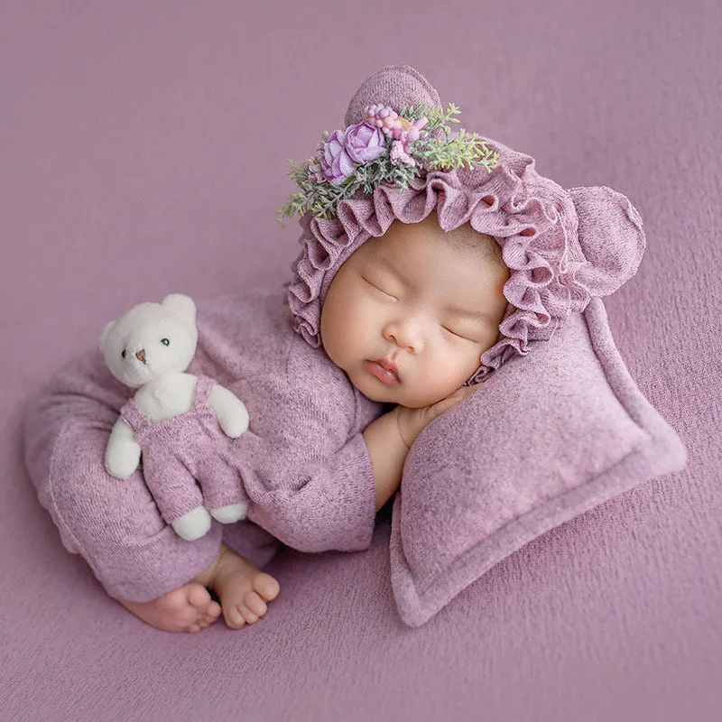 Gorro y conjunto de fotografía para recién nacido