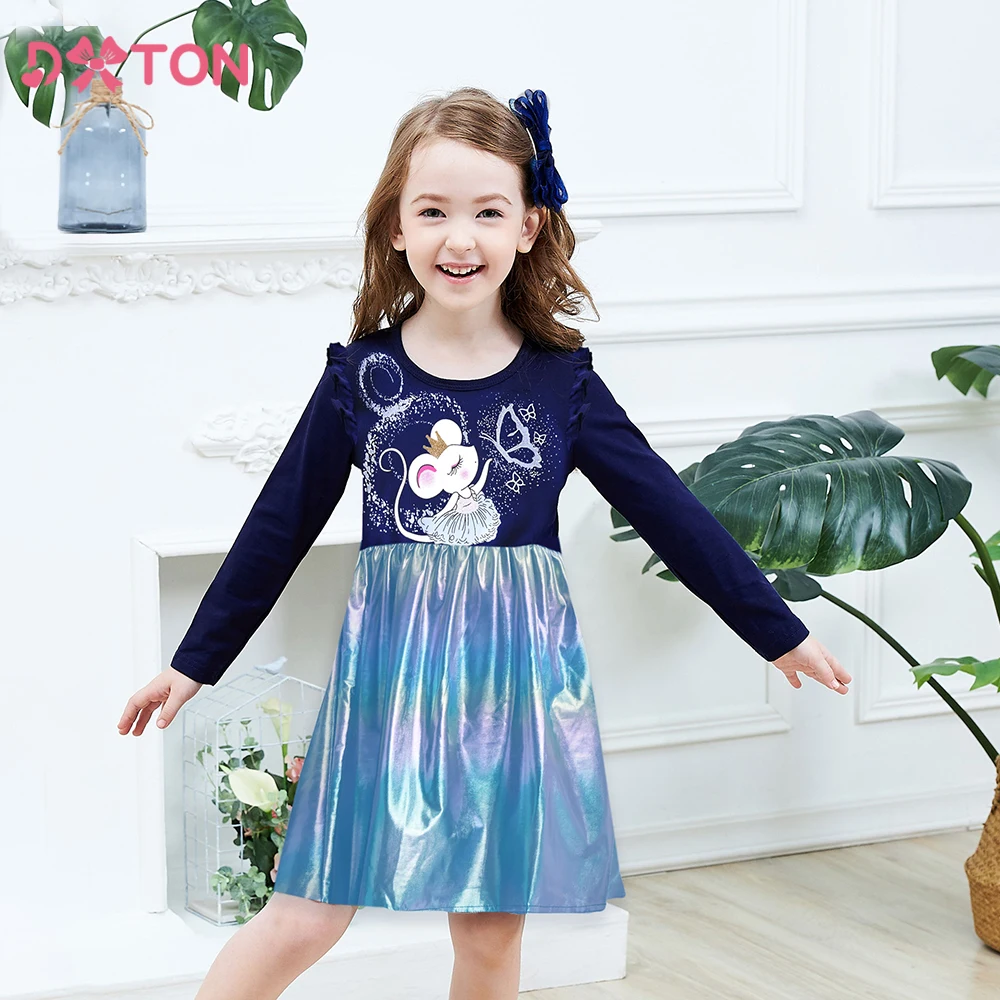 DXTON vestido infantil de invierno manga larga – estilo retales - imagen 5