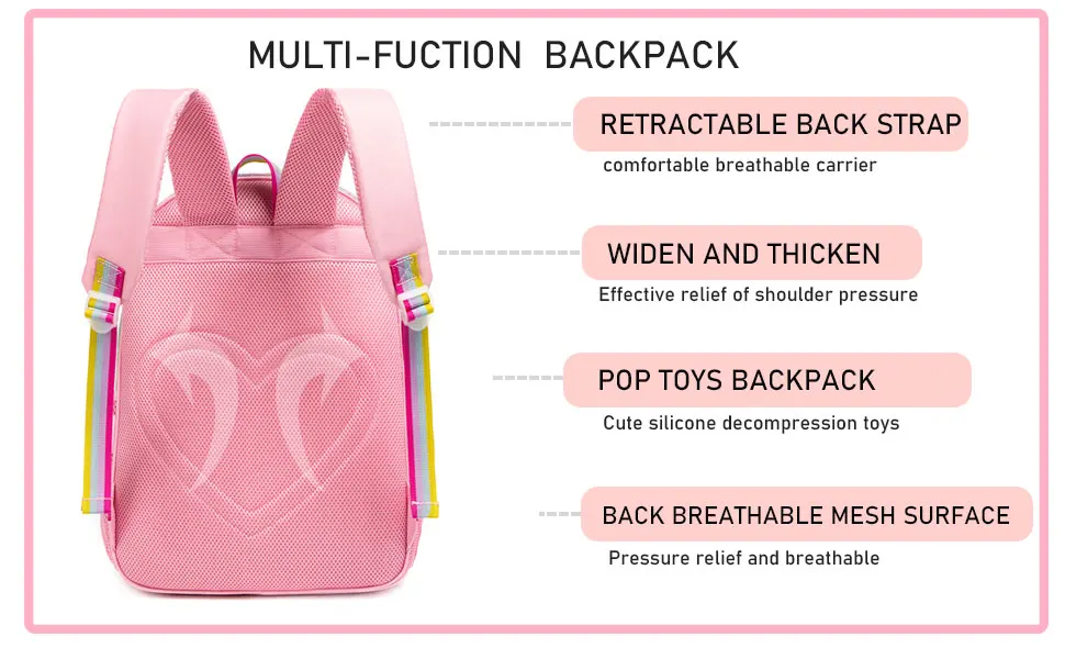 Mochila rosa con compartimento para laptop y bolsillos laterales