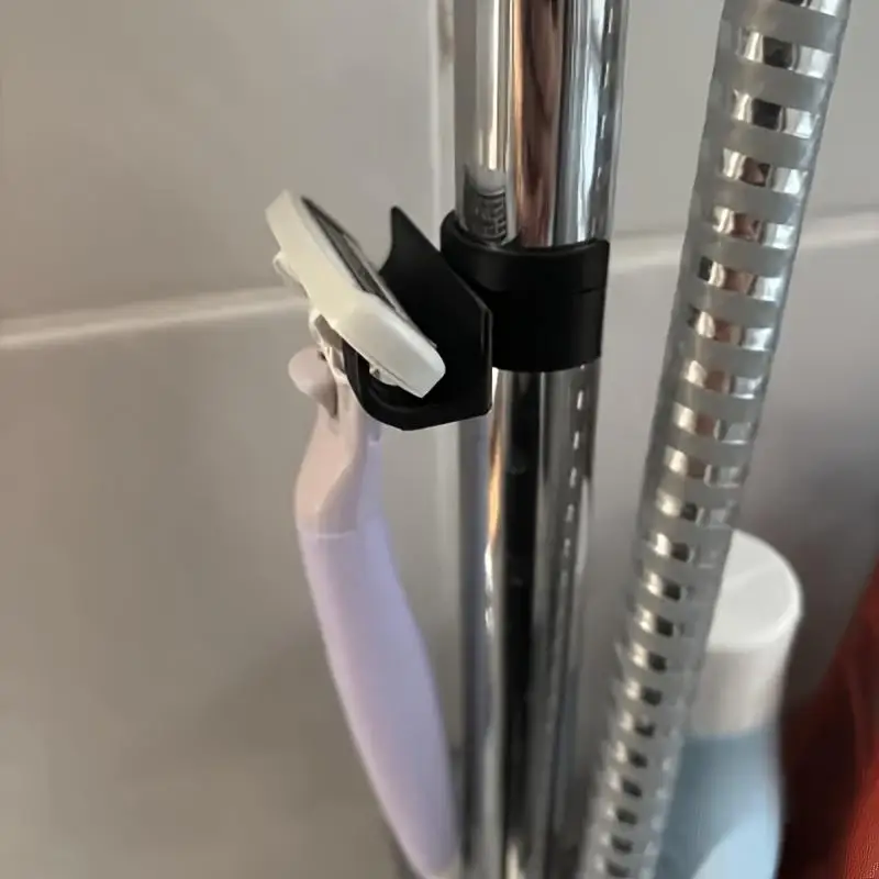Soporte para ducha sin taladro con gancho para afeitadora