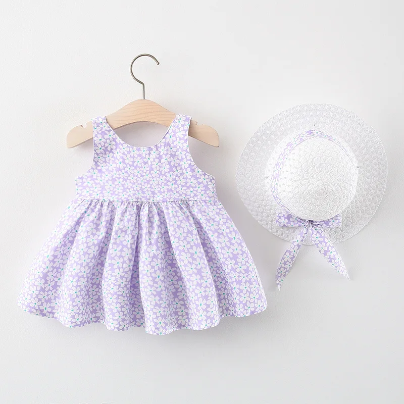 Vestido playero de algodón con lazo y flores para niña - imagen 5