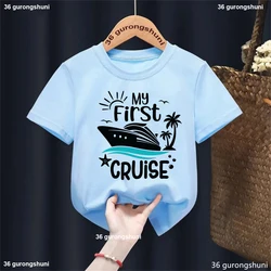 Camiseta estampada My First Cruise para niños y niñas de viaje