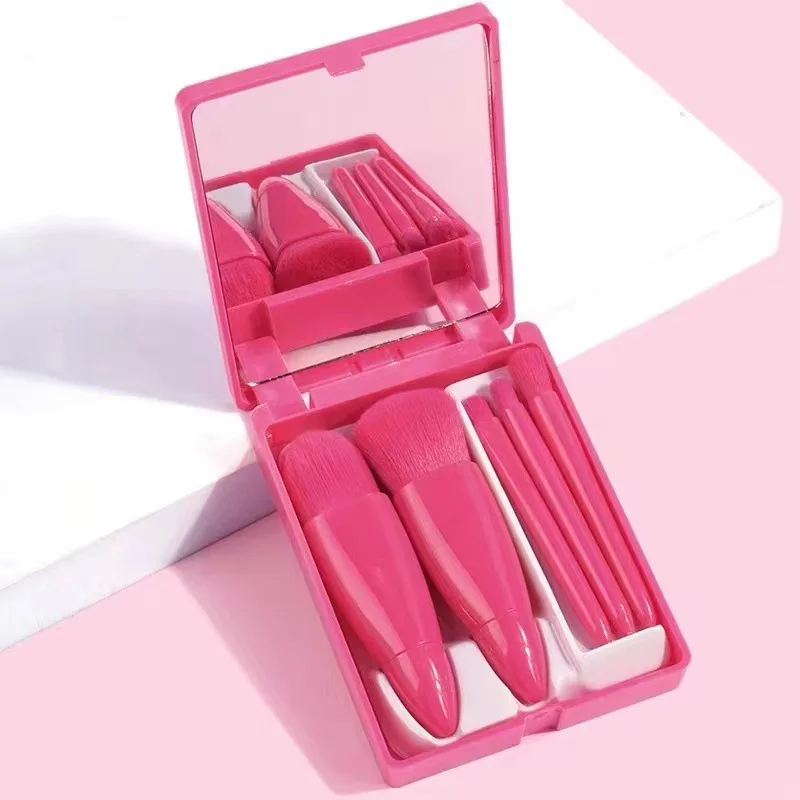 Set de maquillaje infantil con brochas y espejo cuadrado - imagen 4