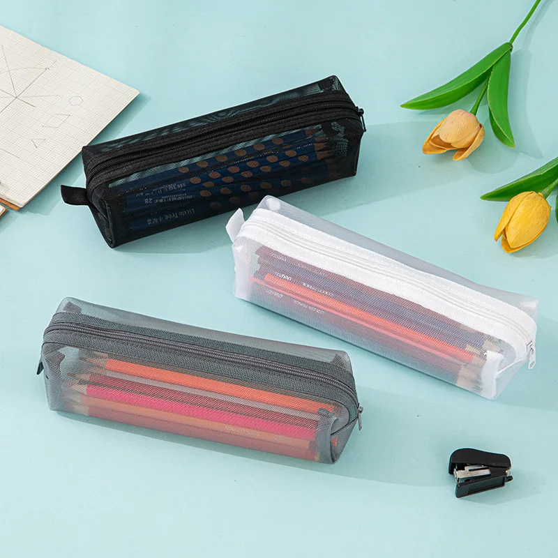 Estuche transparente de malla para lápices – gran capacidad escolar - imagen 5