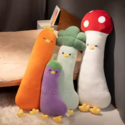 Peluches gigantes de vegetales y setas para decoracion infantil