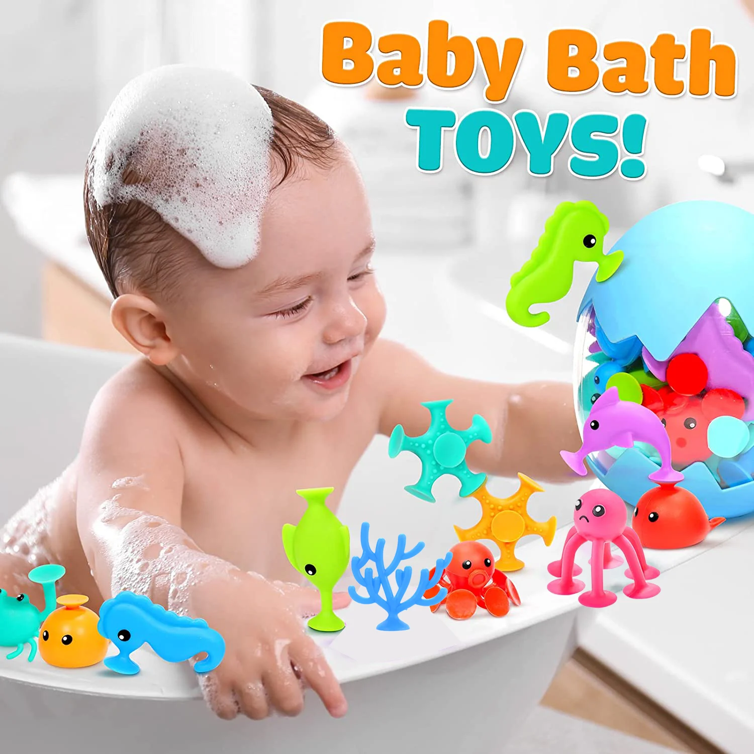 Juguetes de baño con ventosa en silicona suave para bebés - imagen 3