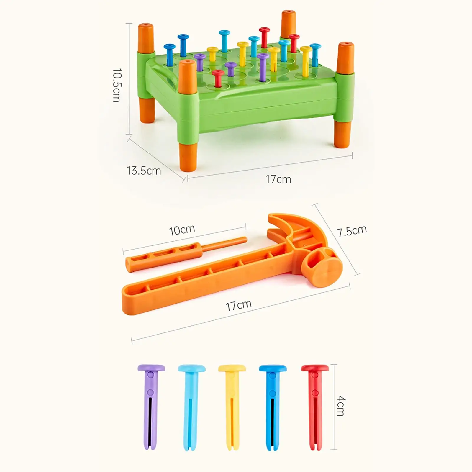 Juguete de martillar en madera con clavijas para manos - imagen 4