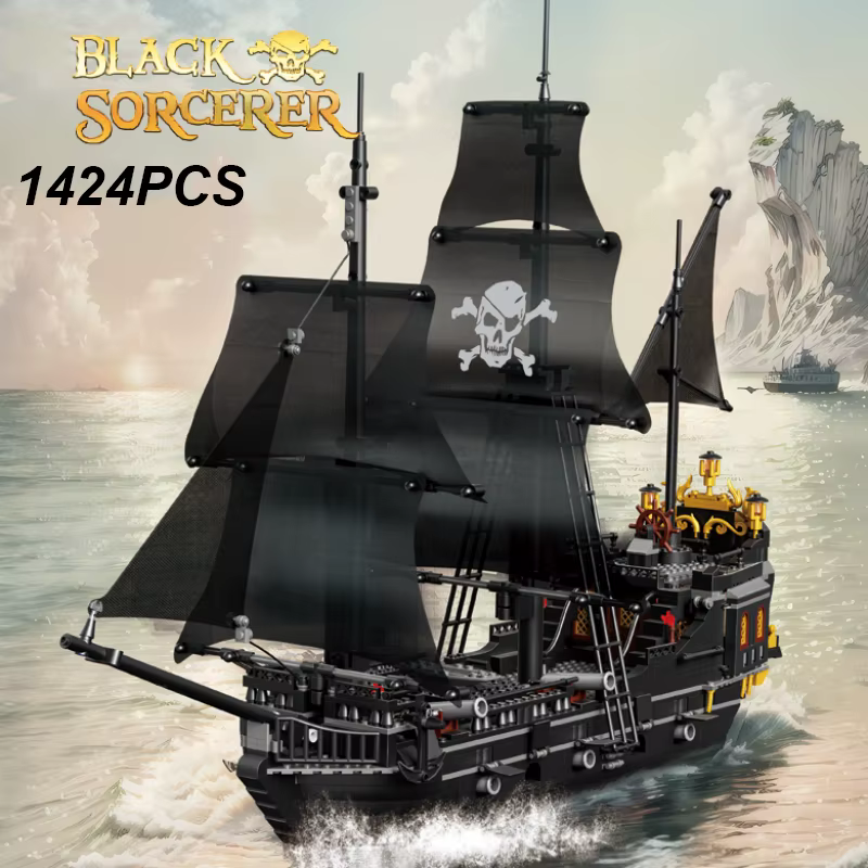 Barco Pirata Negro de Construcción – Esqueleto Fantasma
