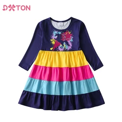 DXTON vestido niña de algodón manga larga unicornio para invierno