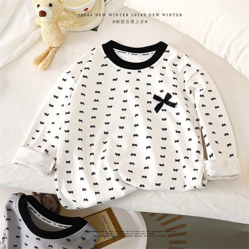 Blusa de bebé niña con pajarita, manga larga otoño-invierno - imagen 4