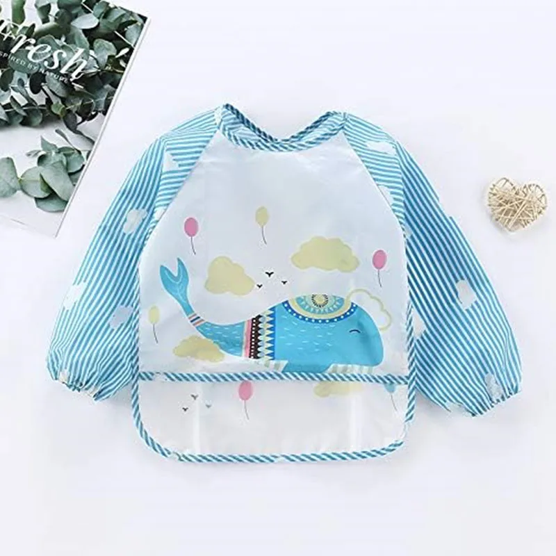 Babero impermeable de manga larga con bolsillo para bebés – plátano - imagen 4