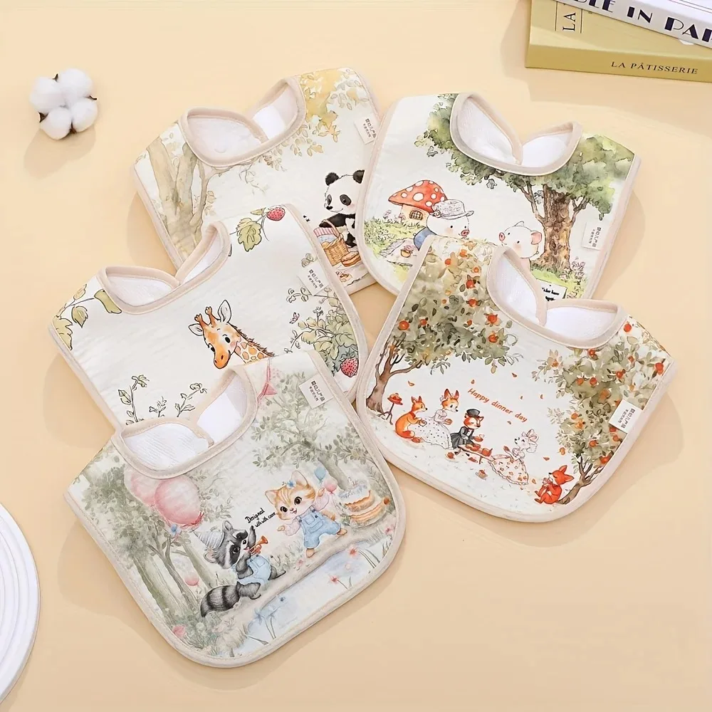 Baberos de algodón impermeables con cuello ajustable para bebés - imagen 4