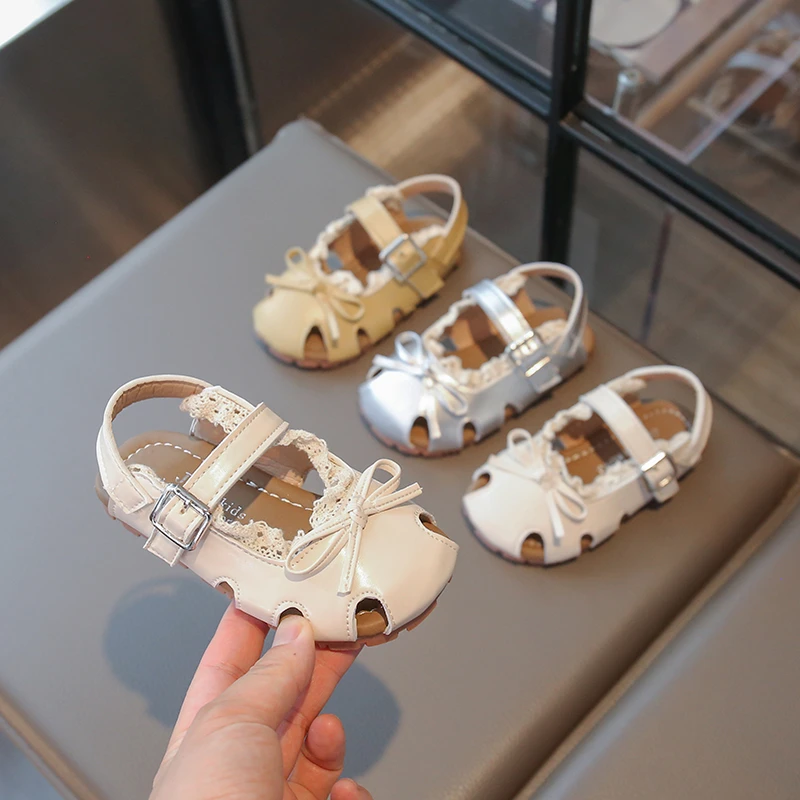 Sandalias de verano antideslizantes para bebé con lazo princesa - imagen 4