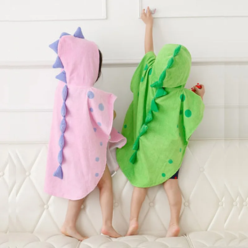 Albornoz de bebé de algodón absorbente con capucha dinosaurio - imagen 4