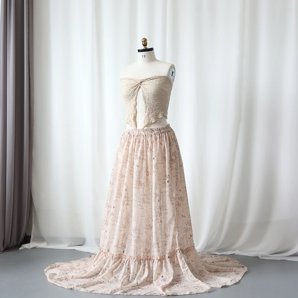 Vestido de maternidad de gasa estampada para sesión de fotos - imagen 5